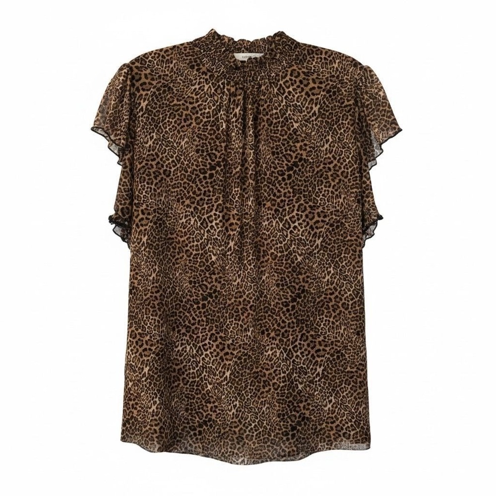 48 Sweet Violet Leopard Stretch mesh knit top XL